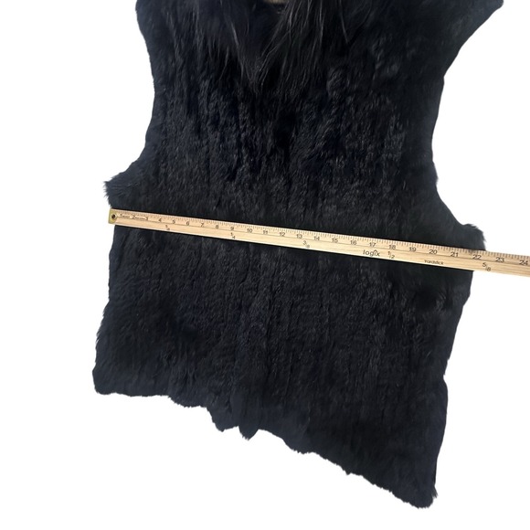 Conrad Luxury Vest Size M Black Rabbit Fur Raccoon Black Designer Whimsigoth - Picture 5 of 9
